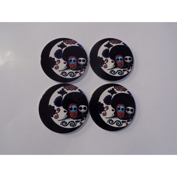 Beverage Coaster - Ceramic Coasters with Cork Liner, Jack and Sally (4 Pcs) - Picture 2 of 4